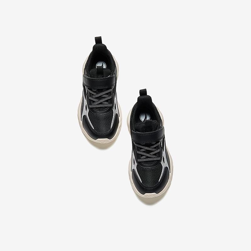 Anta Fashionable Versatile Comfortable Lightweight Shock Absorbing Low Top Kids Running Shoes Kids Sneaker Black Silver A12449977-2