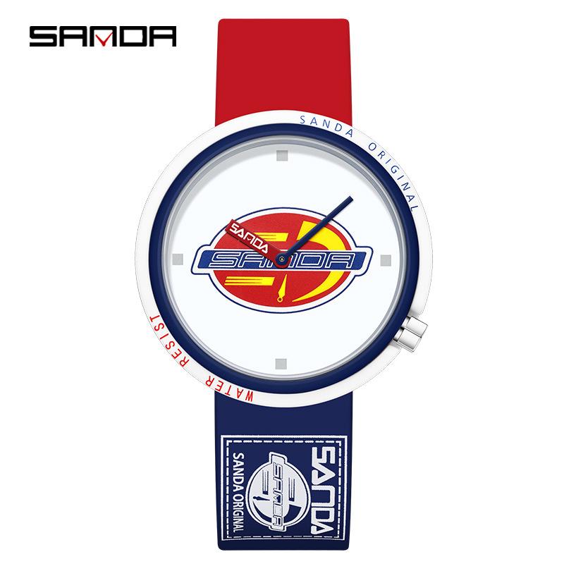 SANDA Новые кварцевые часы с силиконовой лентой, водонепроницаемые студенческие, водонепроницаемые классные часы для мужчин и женщин на открытом воздухе
