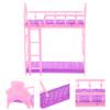 Dollhouse Bunk Bed Plastic Miniature Miniatures Girls Model Toy Child Furniture