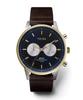 TRIWA Chronograph Watch 15th Anniversary with Serial Number Japan Neville Navy X Brown Leather Belt Silver Gold Combination 15th LIMITED NEVIL Genuine