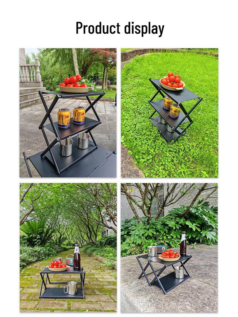 Portable Outdoor Folding Multi-Layer Picnic Table & Storage Rack