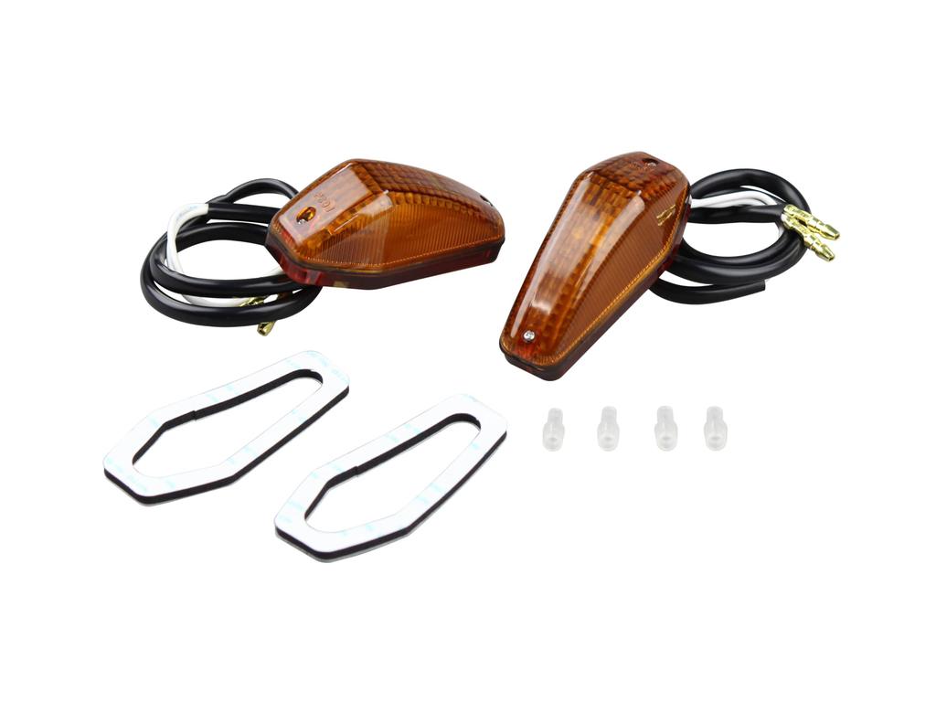 POSHFAITH Мотоциклетные принадлежности Паста Сигнал поворота Aero Sharp Mini Type (2 куска) 12 В 10 Вт Янтарная линза с лампочкой 090001