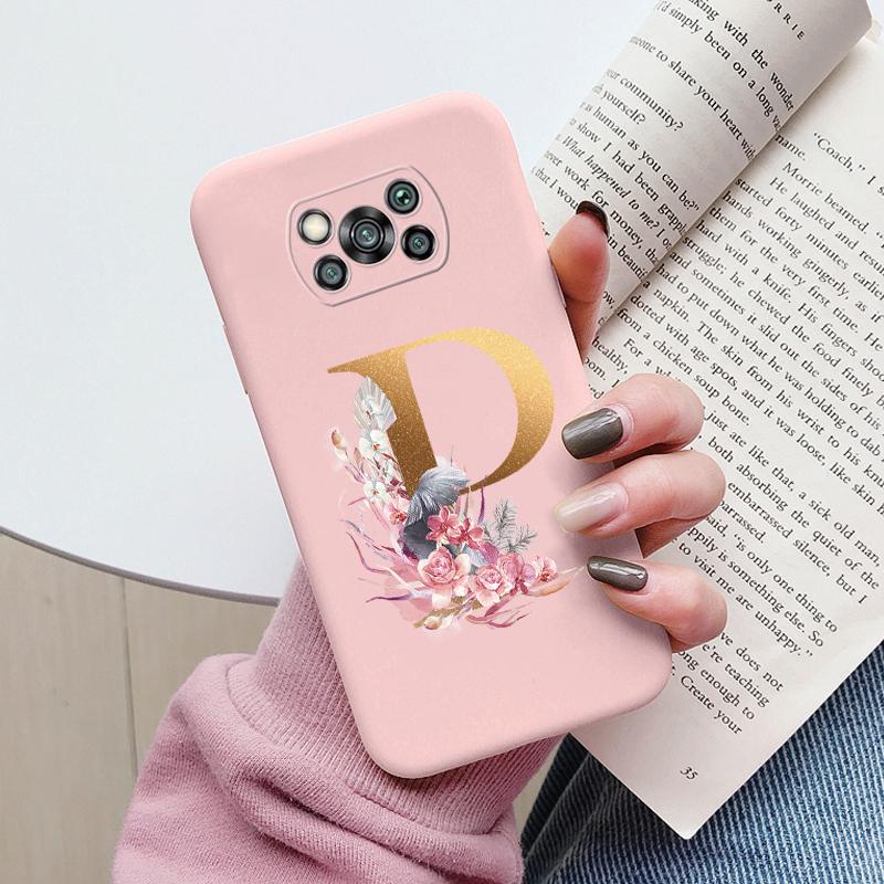 Чехол-буклет для Poco X3 NFC PocoX3 Pro Задняя крышка Ретро Цветы Розовый Черный Мягкий ТПУ Чехол с инициалами Для Xiaomi Poco X 3 Pro