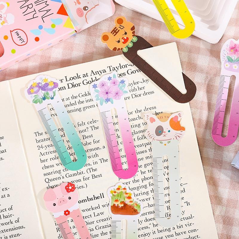 Cute Animal Bookmarks Paper Ruler for Kids Birthday Party Favor Classroom Prize Back To School Stationery Children Gift