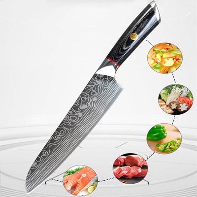 Дамасский нож шеф-повара Нож для сашими Кухонный нож из нержавеющей стали Нож с деревянной ручкой
