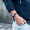 Зимний Стиль Черно-Синие Браслеты Мужские Нержавеющая Сталь 12мм Браслет на Запястье Магнитный Здоровье Энергия Магнит Преимущества Украшения Мужские Германий