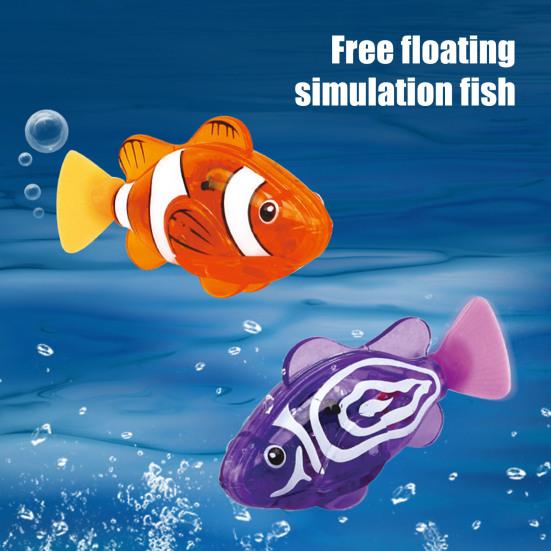 Magic Water Activated Glowing Swimming Fish Waterproof Interactive Robot Fish with Electric Movement Neon Deep-Sea Disco Bath Toy