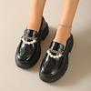 Женские туфли Новые кожаные туфли на толстой платформе с жемчужным украшением Туфли-лодочки без застежек Милые туфли Мэри Джейн