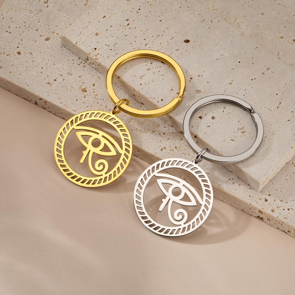 Dawapara Ancient Egyptian Ankh Cross Keychain Eye of Horus Anubis Protection Amulet Keyring Stainless Steel Jewelry