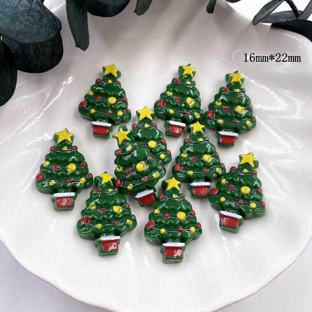 Красочные рождественские комбинированные фигурки из смолы с плоской спинкой, мультяшные фигурки, узор, сделай сам, скрапбук, художественный материал, орнамент