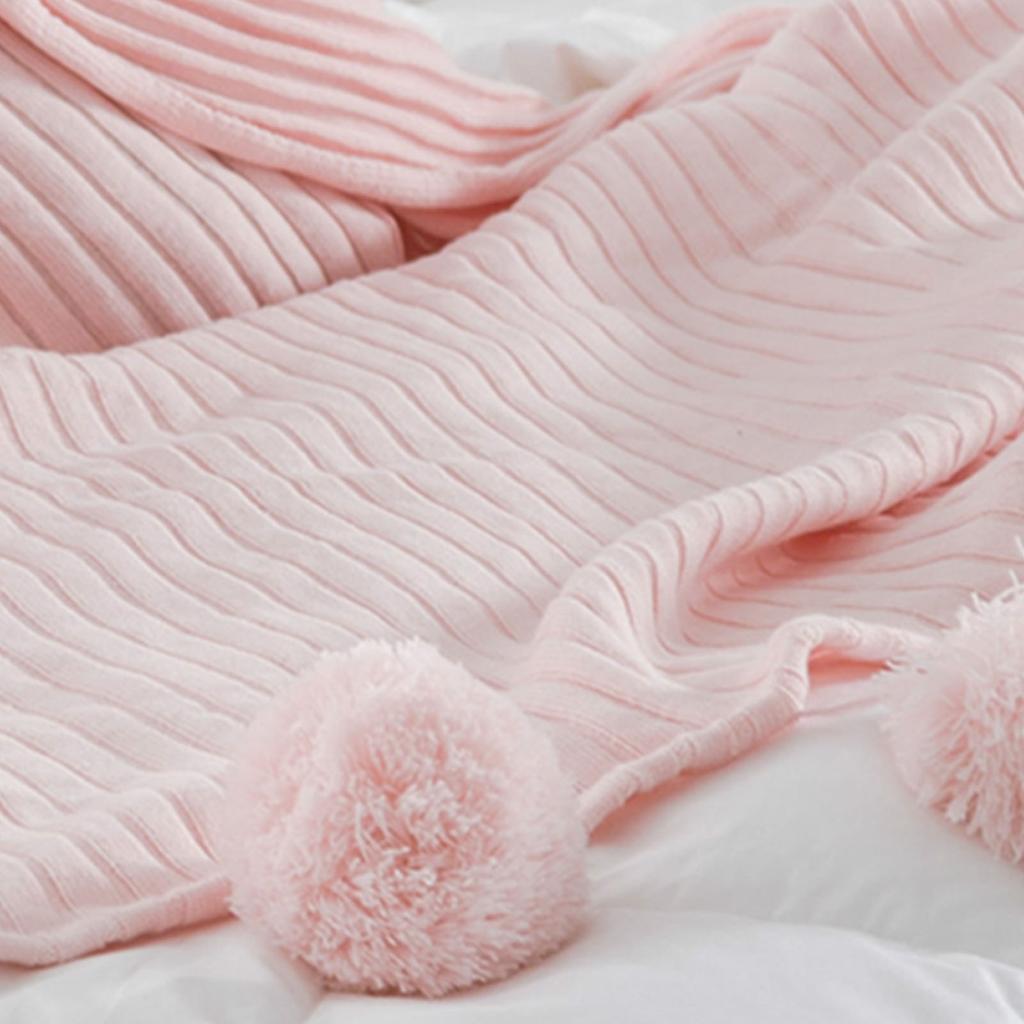 Вязаное одеяло, мягкое, удобное, приятное для кожи, дышащее, вязаное одеяло с кисточкой и мячом