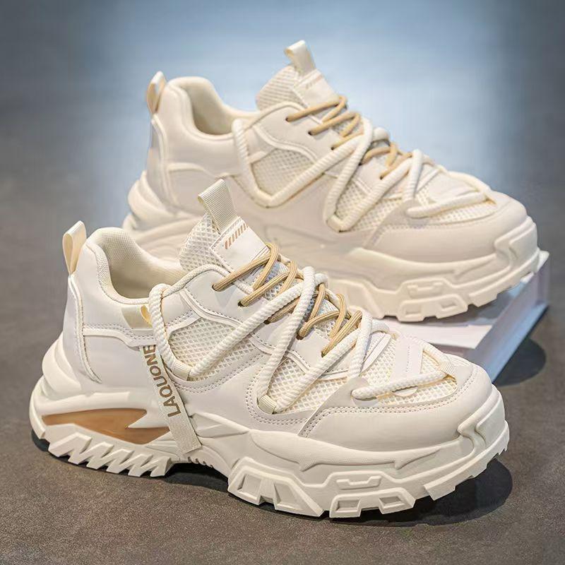 Мужская обувь 2025 года, лето, новая, сетчатая, универсальная, высококачественная, повседневная обувь, молодежная, спортивная, на платформе, папины туфли