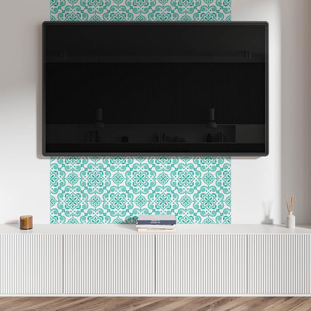 Naklejany Panel Dekoracyjny Do Szybkiej Odmiany Ściany 120X60 Cm Wzór Kwiatowy Z Ornamentami