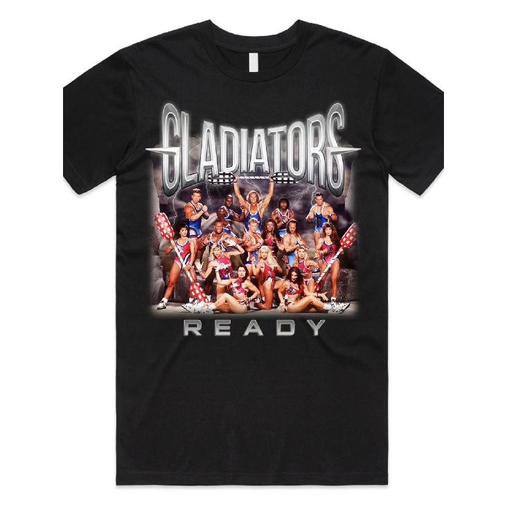 Gladiators Ready Homage T-shirt Top 90's Retro TV Show Vintage The Wolf Gift