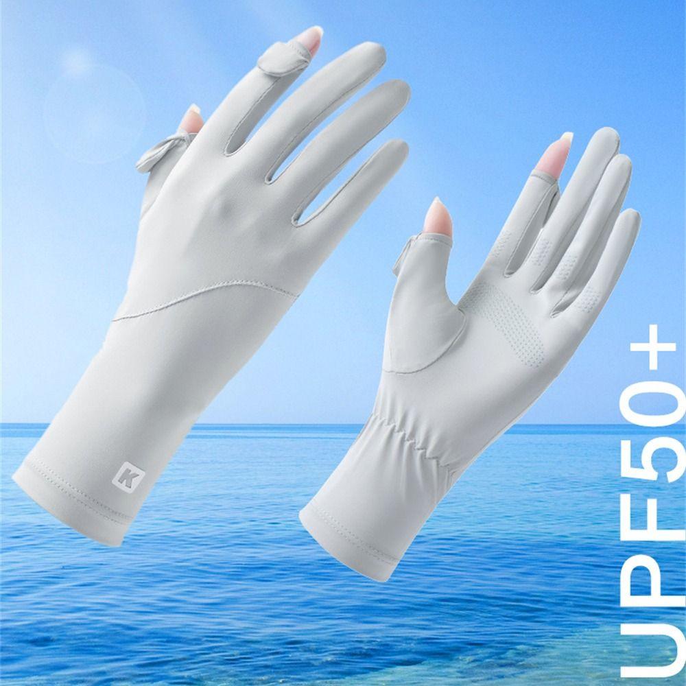 Солнцезащитные перчатки из ледяного шелка, тонкие варежки с защитой от УФ-лучей, модные перчатки для велоспорта и вождения, женские и для девочек