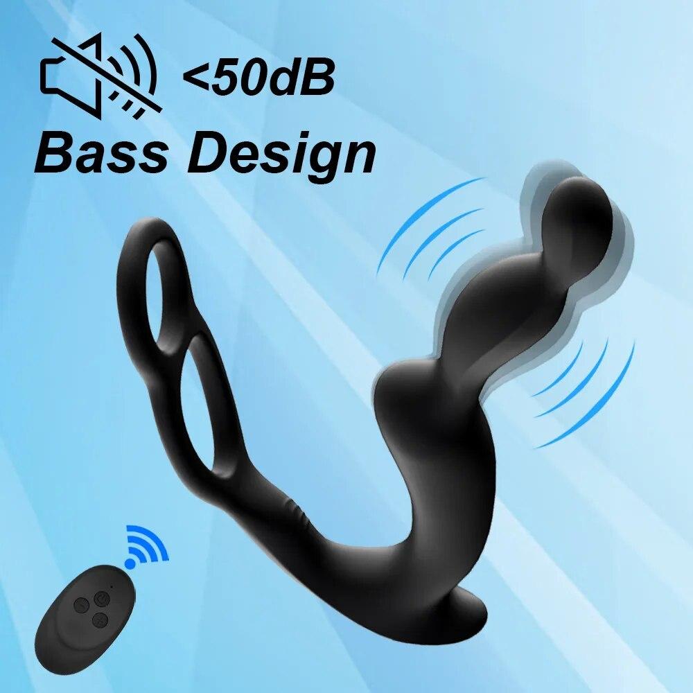 Вибратор простаты для мужчин, анальный массажер, Анальная пробка, вибратор, двойные кольца для пениса, задержка эякуляции, секс-игрушки для мужчин, гей-мастурбатор