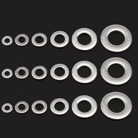 105 шт., 6 размеров, прочный набор прокладок с плоской шайбой из нержавеющей стали