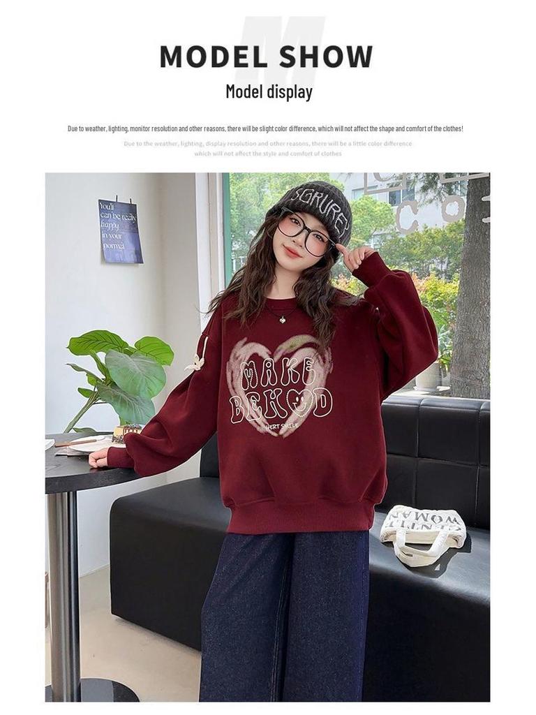 Свитшот для девочек с флисовой подкладкой и вставками: Стильный осенне-зимний пуловер для детей