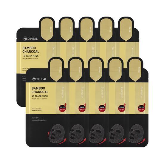 Mediheal Черная маска Bamboo Charcoal 4D, эластичность, питание, 10 листов