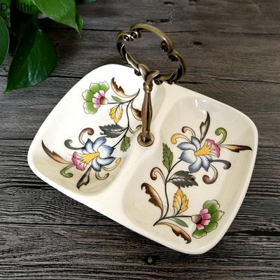 Керамическая мыльница с трещинами в европейском стиле, двухсекционная, с ручкой для слива, бытовая, мыльница, мыльница для ванной