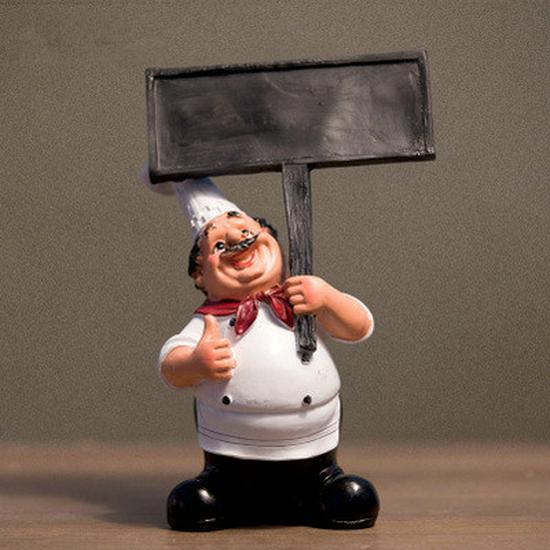 Chef Welcome Sign Ornament – Creative Home Décor Chef Figurine with Message Board