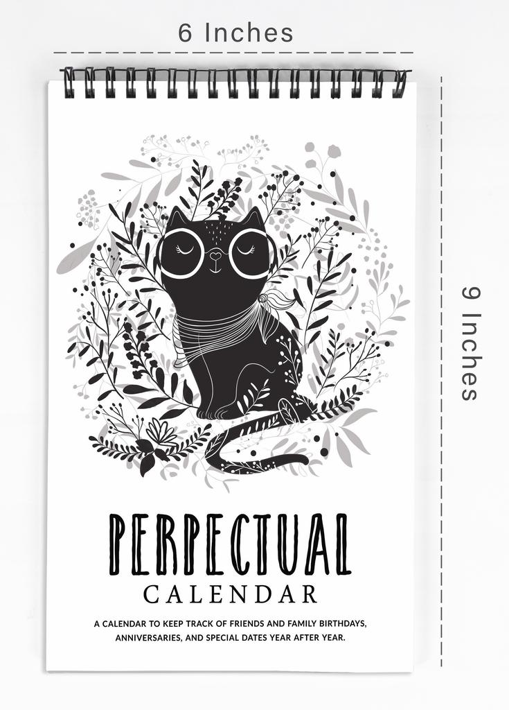 Inkdotpot Cat Perpetual Calendar, Important Dates To Remember- 6x9 Monthly and Daily  Journal for Special Days