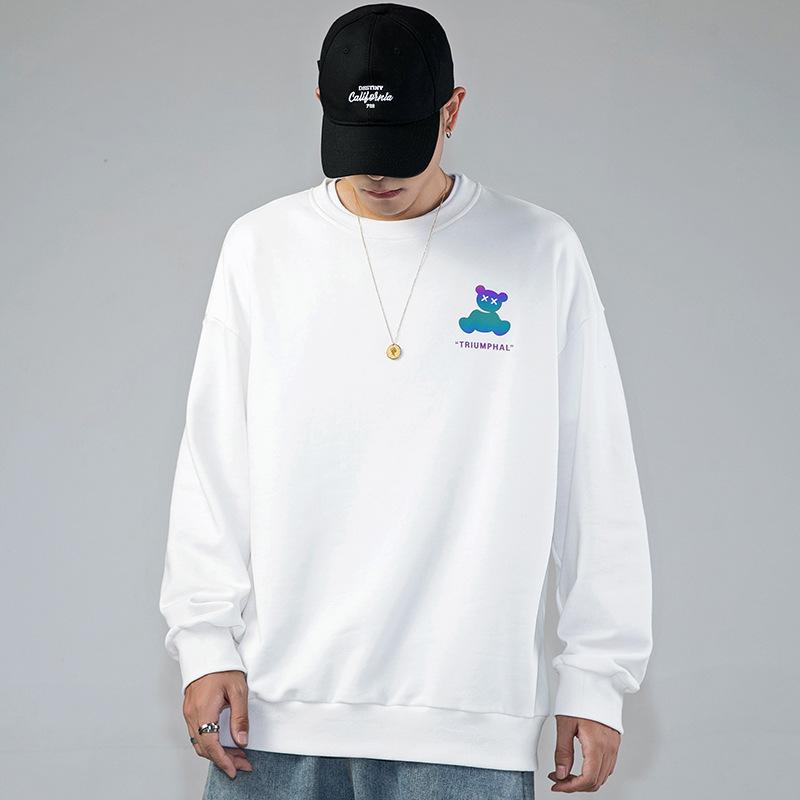 Новый свитер, японская мужская одежда, осенне-зимний новый модный брендовый свитер, мужской светоотражающий топ с красочным принтом медведя