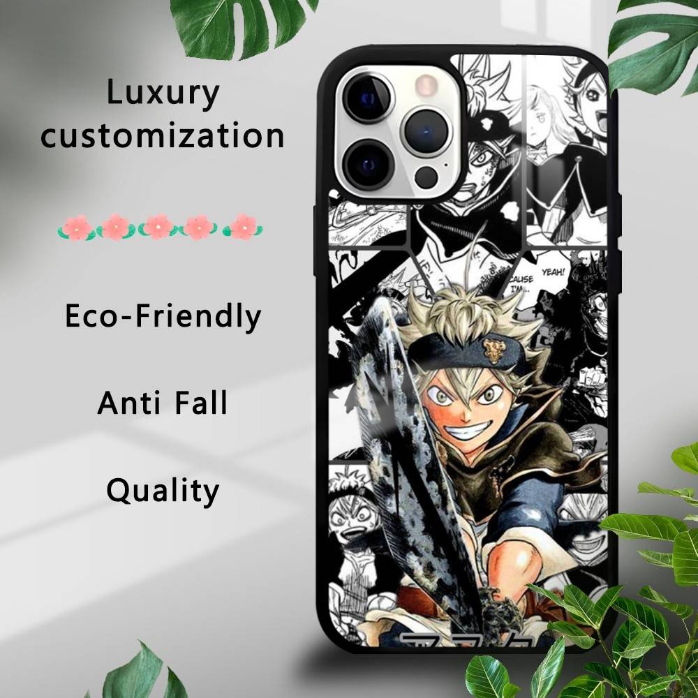 Anime B-Black C-Clover Phone Case For iPhone 16 15 14 13 12 11 Pro Xs Max Mini Plus Celulares Hard Funda