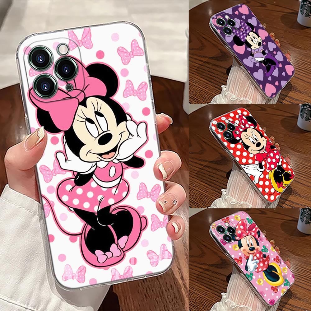 Мультяшный чехол Minnie Mouse Прозрачный чехол для телефона для iPhone 17 Pro Max 17E 11 12 13 14 15 16 Pro Max Plus 17 Air 16E 7 X Дисней Чехол