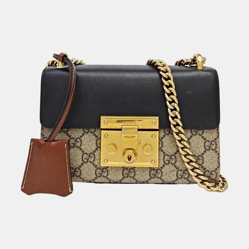 [Pre-Owned] Padlock Moonlight Treasure Box Series Metal Lock Logo Canvas And Leather Crossbody Bag Small - Good #1M3S8Y1