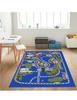 Tapis chambre enfant 80x150 cm Polyester Circuit Bleu