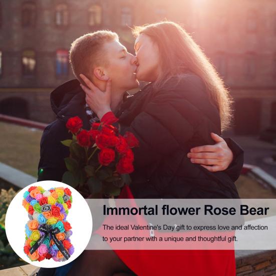 Кукла-медведь из роз, украшение в виде цветка из пенопласта, искусственные цветы, фигурка медведя, подарок на День матери, День святого Валентина для жены, подруги