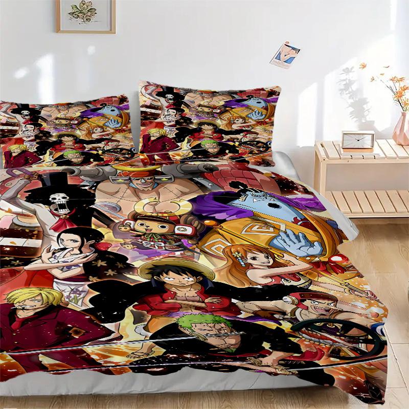 One Piece Adventure Print 3Pcs Bedding Setduvet Cover With 2 Bedropillowcase Home Birthday Gift