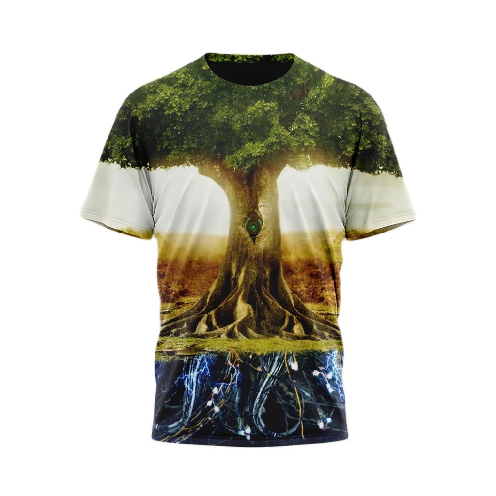 Мужская футболка с красивым природным пейзажем и принтом 3D, свободная дышащая удобная летняя одежда большого размера с круглым вырезом для мужчин