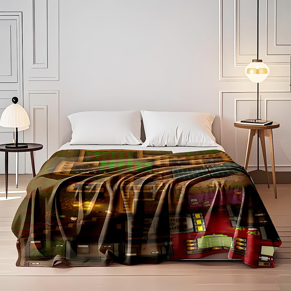 Pixel Art Colony Game Aesthetic Blanket Flannel blanket for bedroom, living room, sofa, and nap sofas.