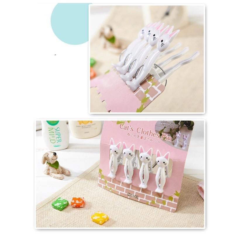 4 шт. Пластиковые прищепки для одежды с рисунком кошки, прищепки для белья, зажимы для пляжного полотенца, зажим для простыней и носков, ветрозащитные прищепки для стирки для дома