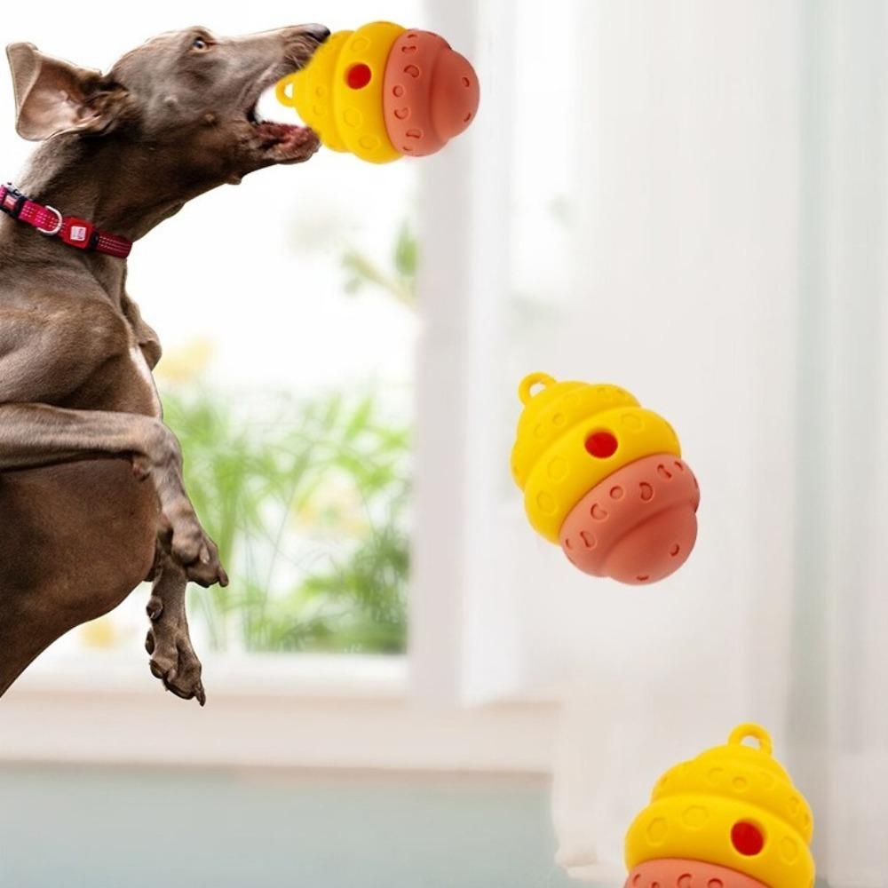 Bite Resistant Feeding Dog Toy Leak Proof Pet Slow Food Bowl Cartoon Pinecone Shape Dog Toy Home