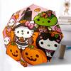 1pc Hello Kitty Halloween Pumpkin Carving Automatic Opening/Closing Umbrella with Foldable Design, 8-Bone Iron Frame Outdoor Umbrella for Festive Gift