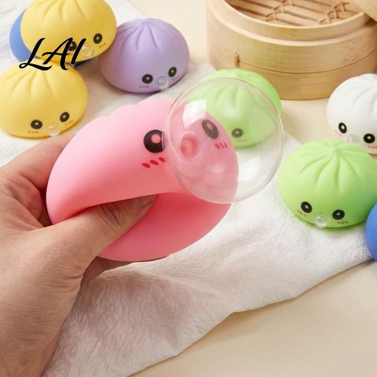 Bun Shape Sensory Toy 12Pcs Bubble Blowing Steamed with Steamer Cartoon Dumpling Pinch Fidget Stress Relief Relaxation Decompression Tool