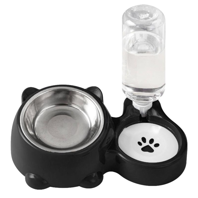 2 In 1 Pet Feeding Bowl Set Automatic Water Dispenser Anti-overflow Detachable for Small Dogs Cats Pet Grooming Shop Use