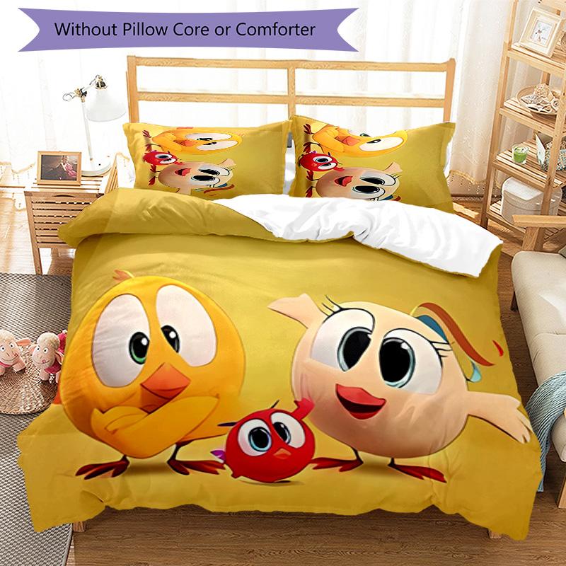 3pcs T'es Ou Chicky pattern bedding set duvet cover set includes duvet cover &pillowcases,perfect all season bedroom decoration&gift