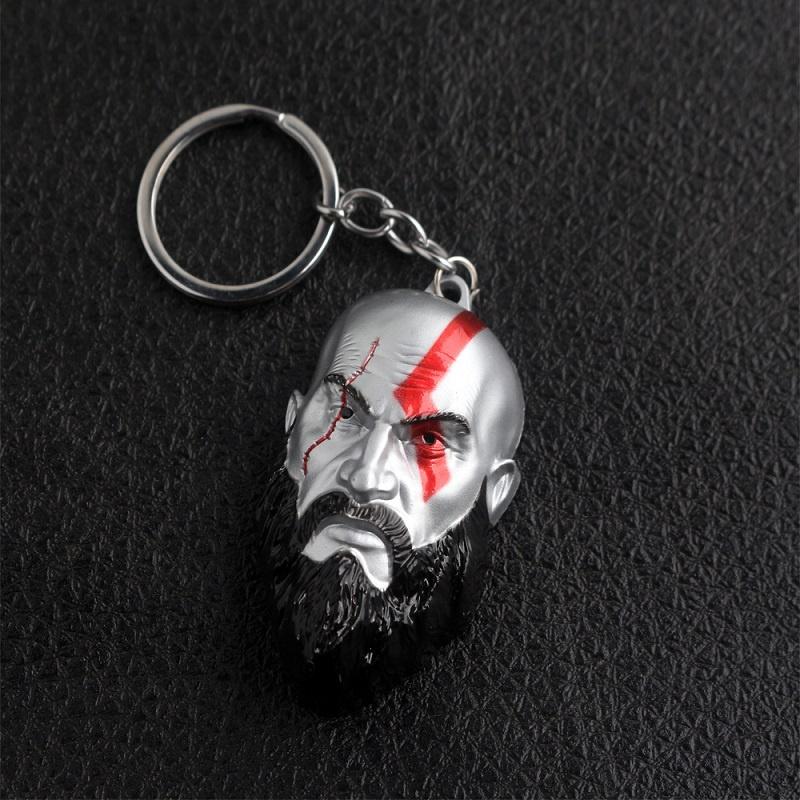 Of God War 4 Kratos 3d Head Keychain Leviathan Axe Key Chain Ring Metal Jewelry