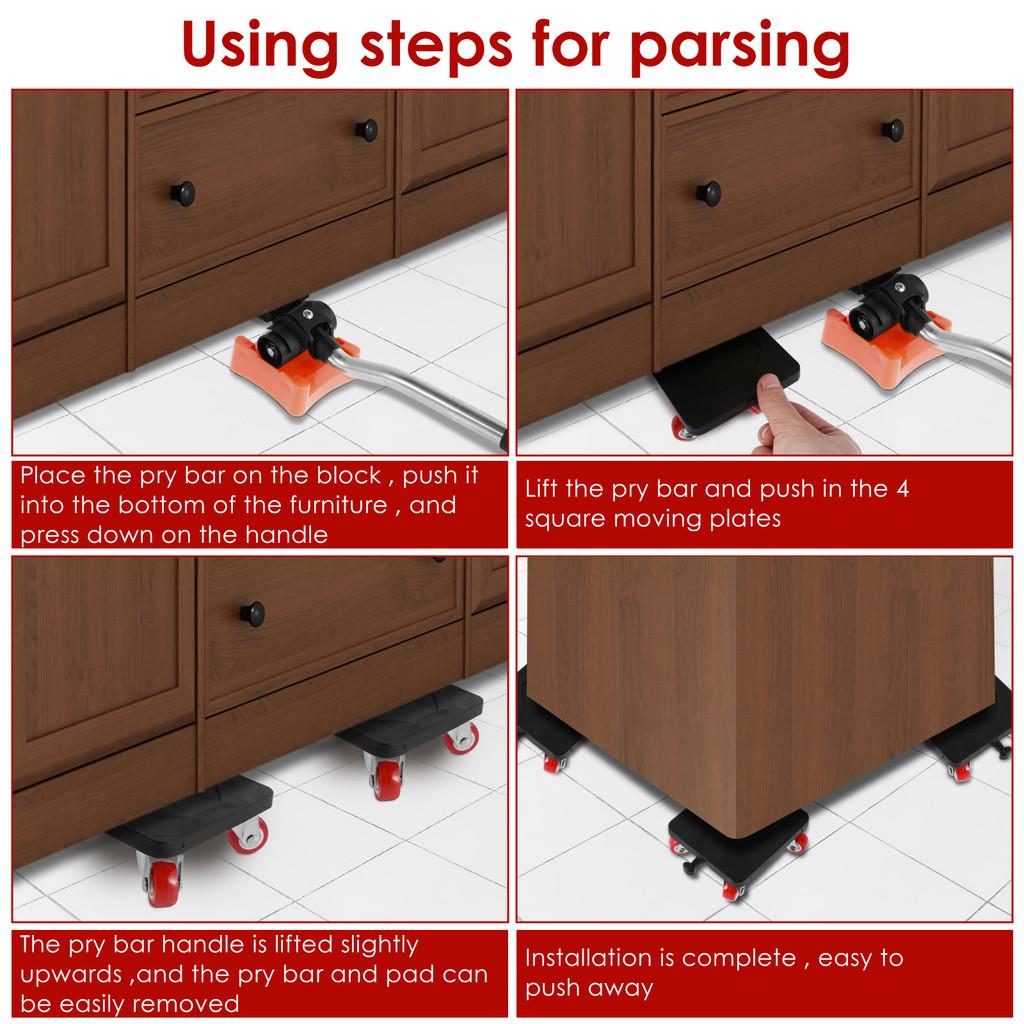 Household Heavy Duty Furniture Lifter Mover Roller with Wheel Bar Moving Device Furniture Moving Transport Tool