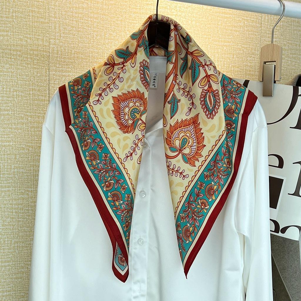 Шелковый шелковый шарф женский яркий цветок кешью темпераментный универсальный 70 см китайский квадратный шарф шарф из шелка тутового дерева шарф