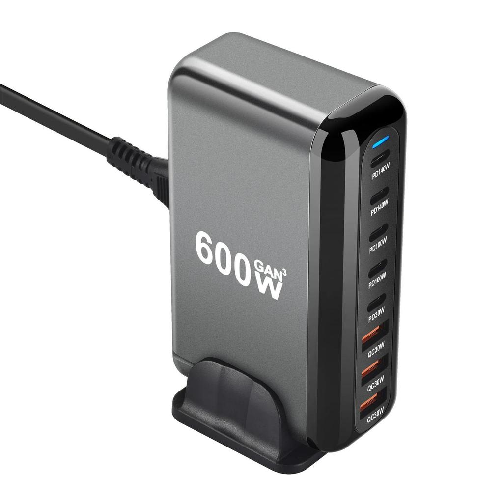600 Вт GaN зарядный концентратор Multi Ports QC PD USB C быстрая зарядная станция адаптер совместим с iPhone 16/15/14 iPad MacBook ноутбук