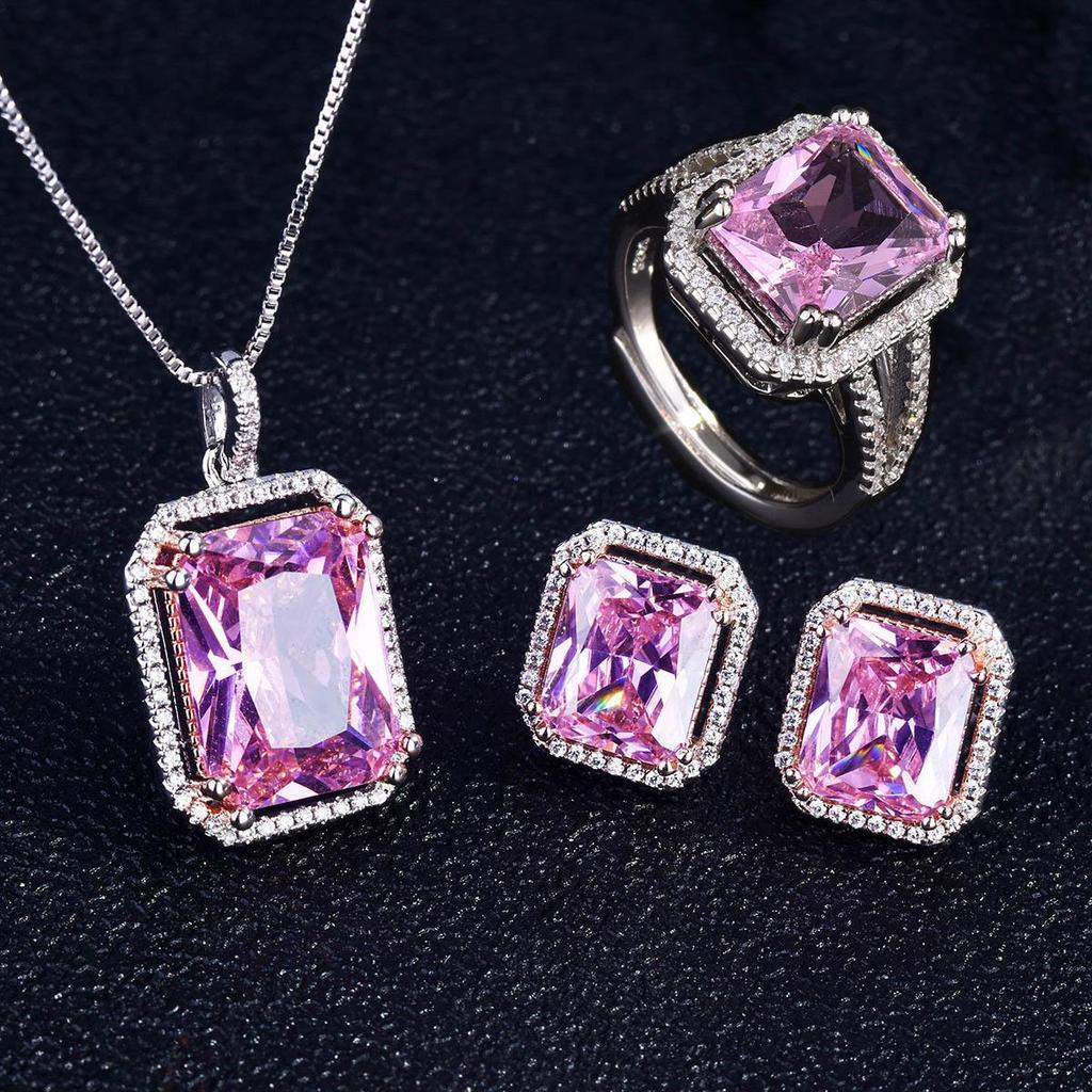 Многоцветный набор украшений с драгоценными камнями: корона королевы, колье, кольцо, серьги и кулон для женщин