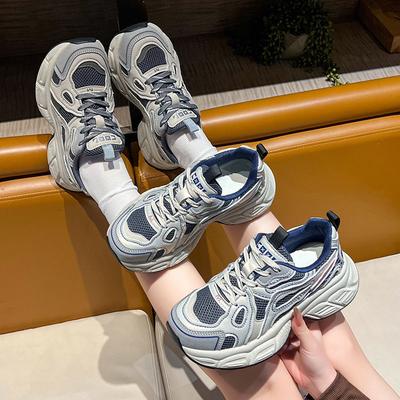 Женские кроссовки «папины кроссовки» весна-осень новые универсальные на толстой подошве сетчатые дышащие ретро увеличивающие рост повседневные спортивные кроссовки тренд