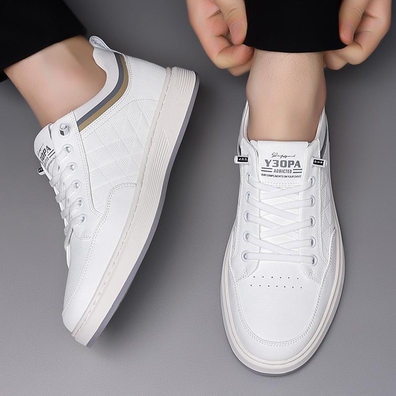 Модные новые поступления, скейт-кеды для мужчин, кожаные модные повседневные туфли для мужчин, универсальные мужские дышащие кроссовки, люксовые брендовые мужские туфли без застежек на плоской подошве