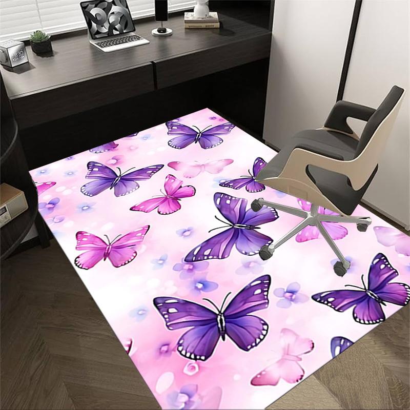 1PC Butterflies Flowers Non-Slip Floor carpet, Office, family, bedroom, Studio - Large Area Rug, Vibrant Colors, Longlasting Material-X416