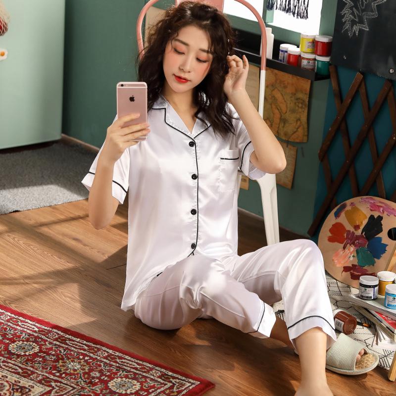 Женская пижама. Шелк, сатин ночная рубашка и штаны